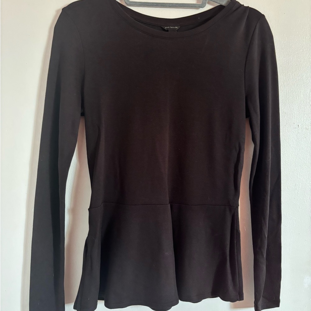 Ann Taylor Dark Brown Long Sleeve Top
